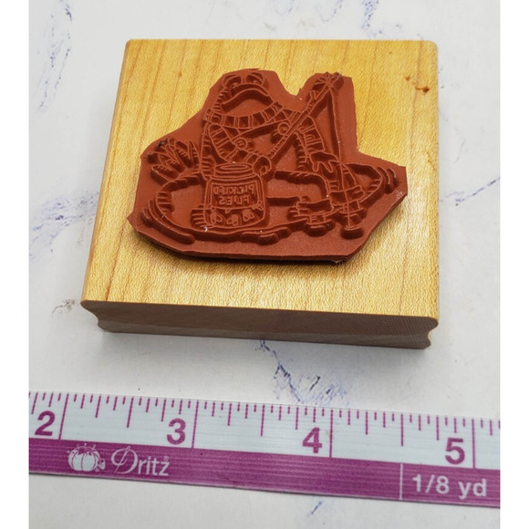 Stampin Up Fishing Frog on Lilly Pad Wood Mounted Rubber Stamp - Picture 2 of 7